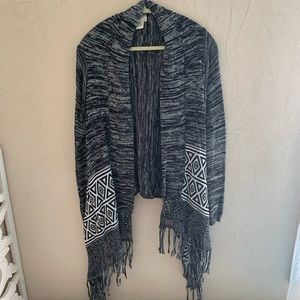 Billabong black and white tassel sweater